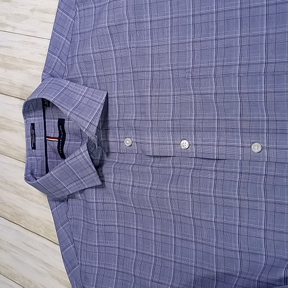 Tommy Hilfiger Blue Plaid Button Up Shirt Men's Size 2XL Wrinkle Free - Picture 6 of 16